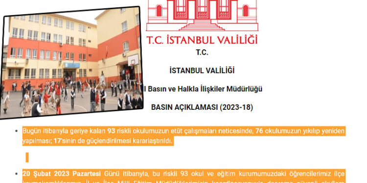 İstanbul Valiliği’nden 93 okul için ‘tahliye’ kararı açıklaması