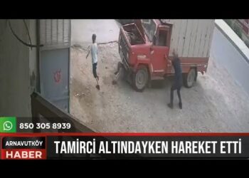 Viteste bırakılan kamyonet, tamirciyi altında sürükledi